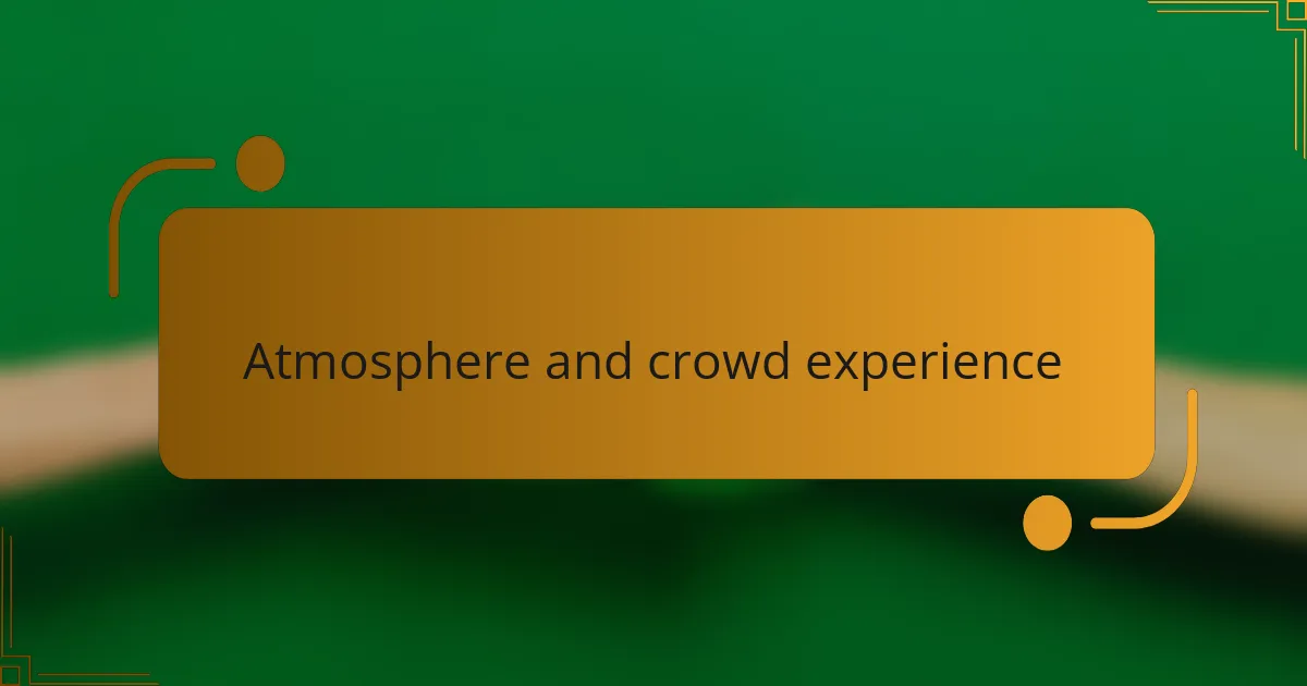 Atmosphere and crowd experience