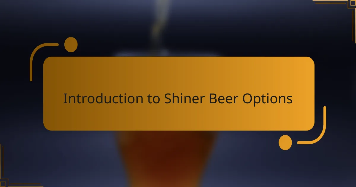 Introduction to Shiner Beer Options