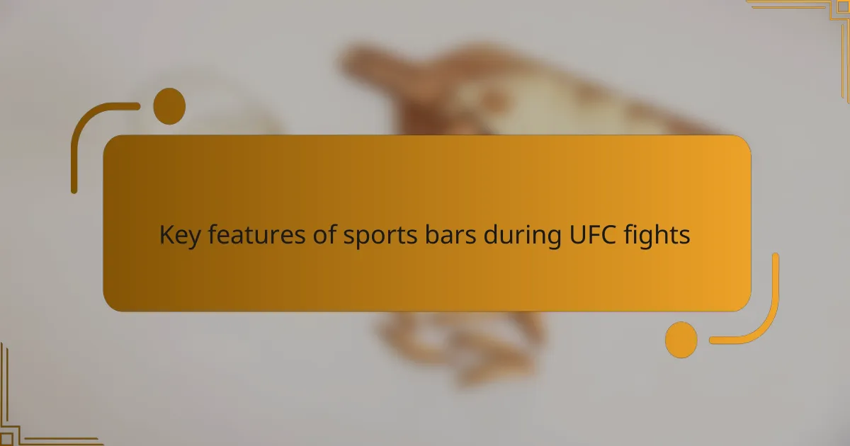 Key features of sports bars during UFC fights