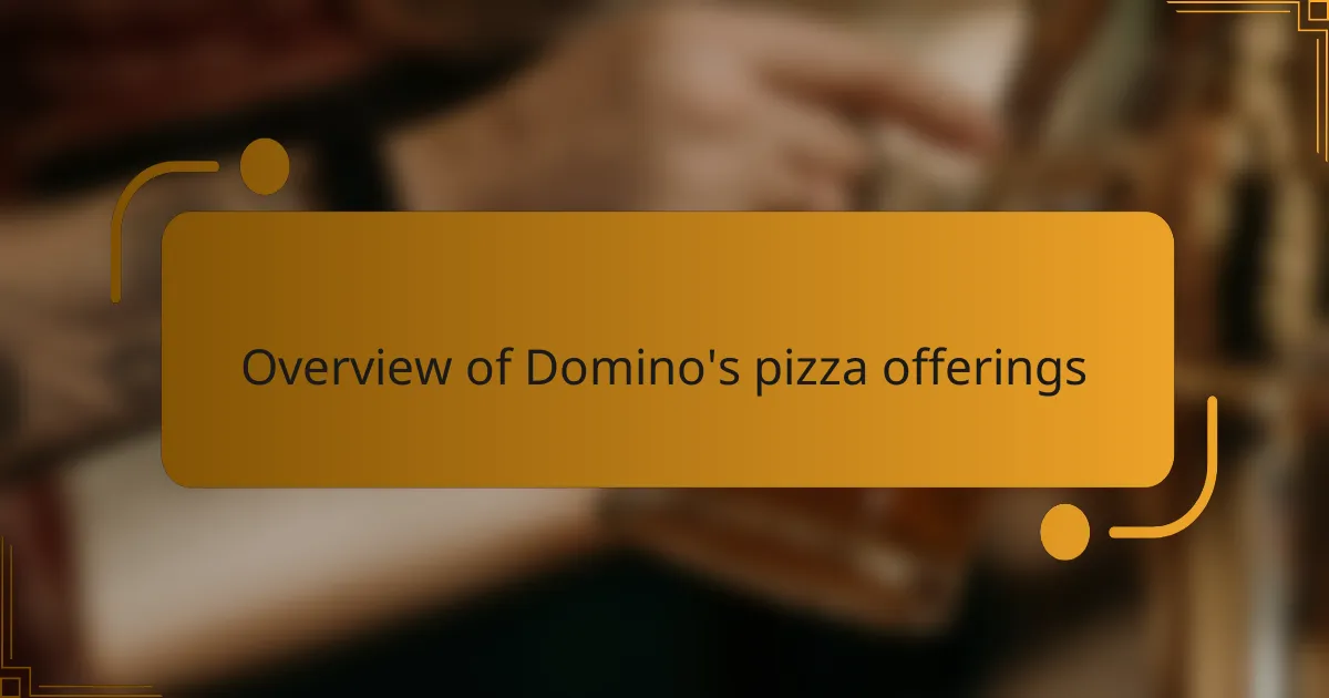 Overview of Domino's pizza offerings