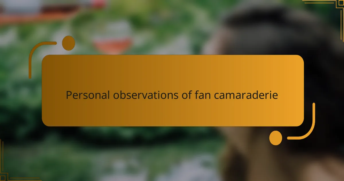 Personal observations of fan camaraderie