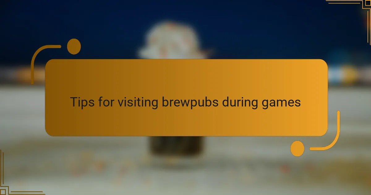 Tips for visiting brewpubs during games