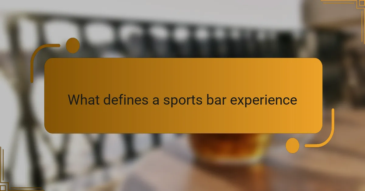 What Defines a Sports Bar Experience